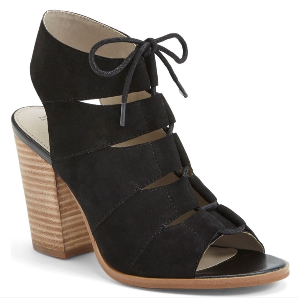 Drea Peep Toe Black Leather Sandal